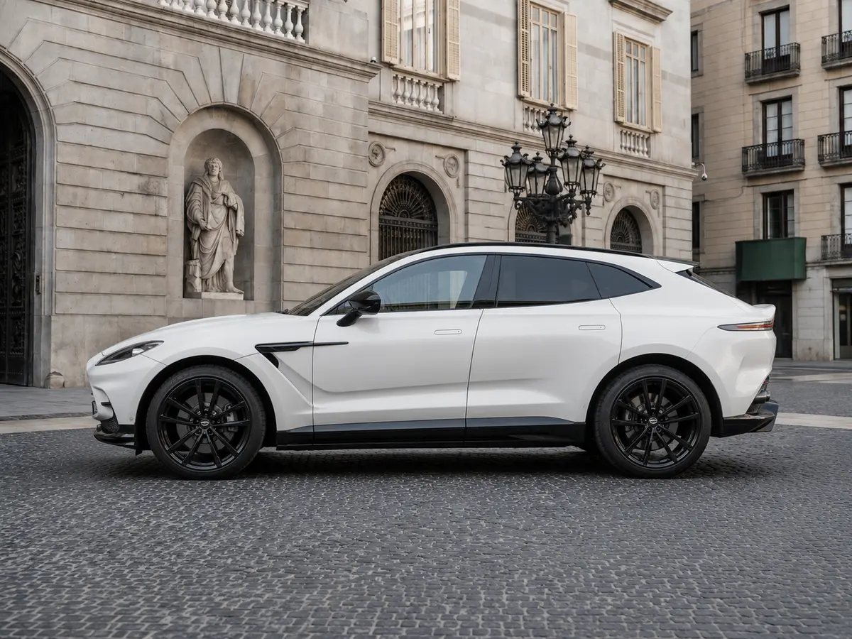 Aston Martin DBX 707 2026, exterior — Rome Luxury Car Rental, Rome. The Aston Martin DBX 707 pairs a 707 hp V8 with a genuinely usable five-seat cabin, which…