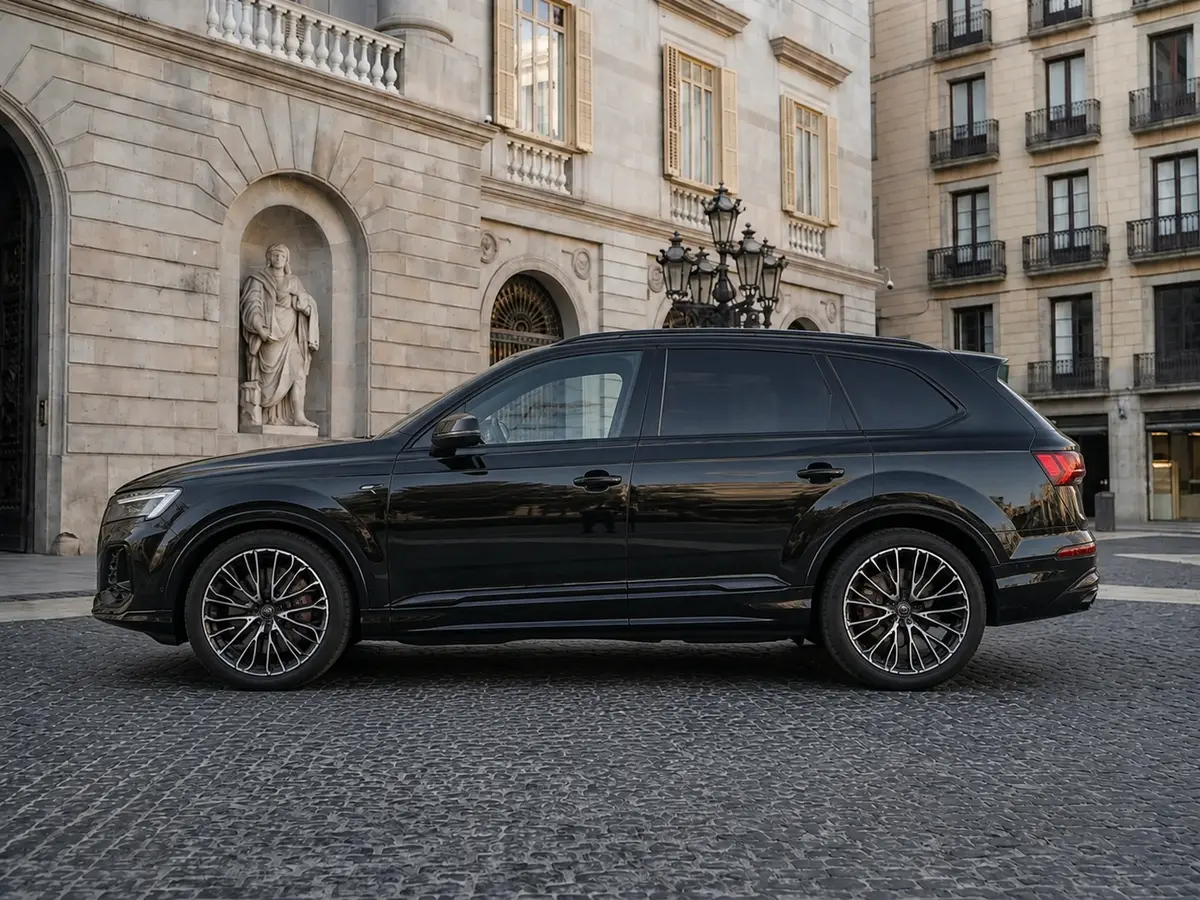 Audi Q7 50 TDI S-Line Edition 2025, interni — Rome Luxury Car Rental, Roma. L'Audi Q7 50 TDI S-Line Edition 2025 porta in dote 286 cavalli e un assetto pensato per…