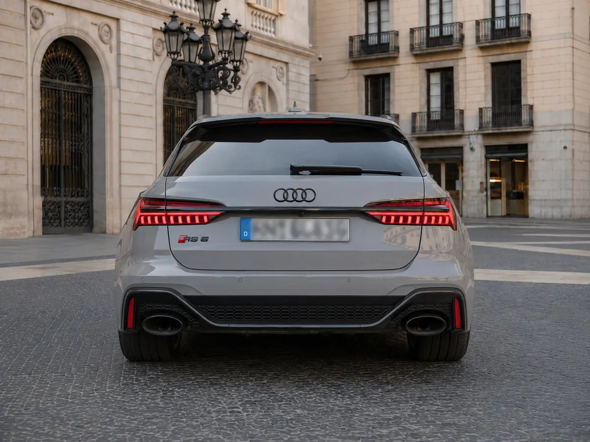 Audi RS6 Dynamic 2023, вид сзади — Rome Luxury Car Rental, Рим. Audi RS6 Dynamic 2023 года соединяет отдачу спорткара с практичностью полноценного…