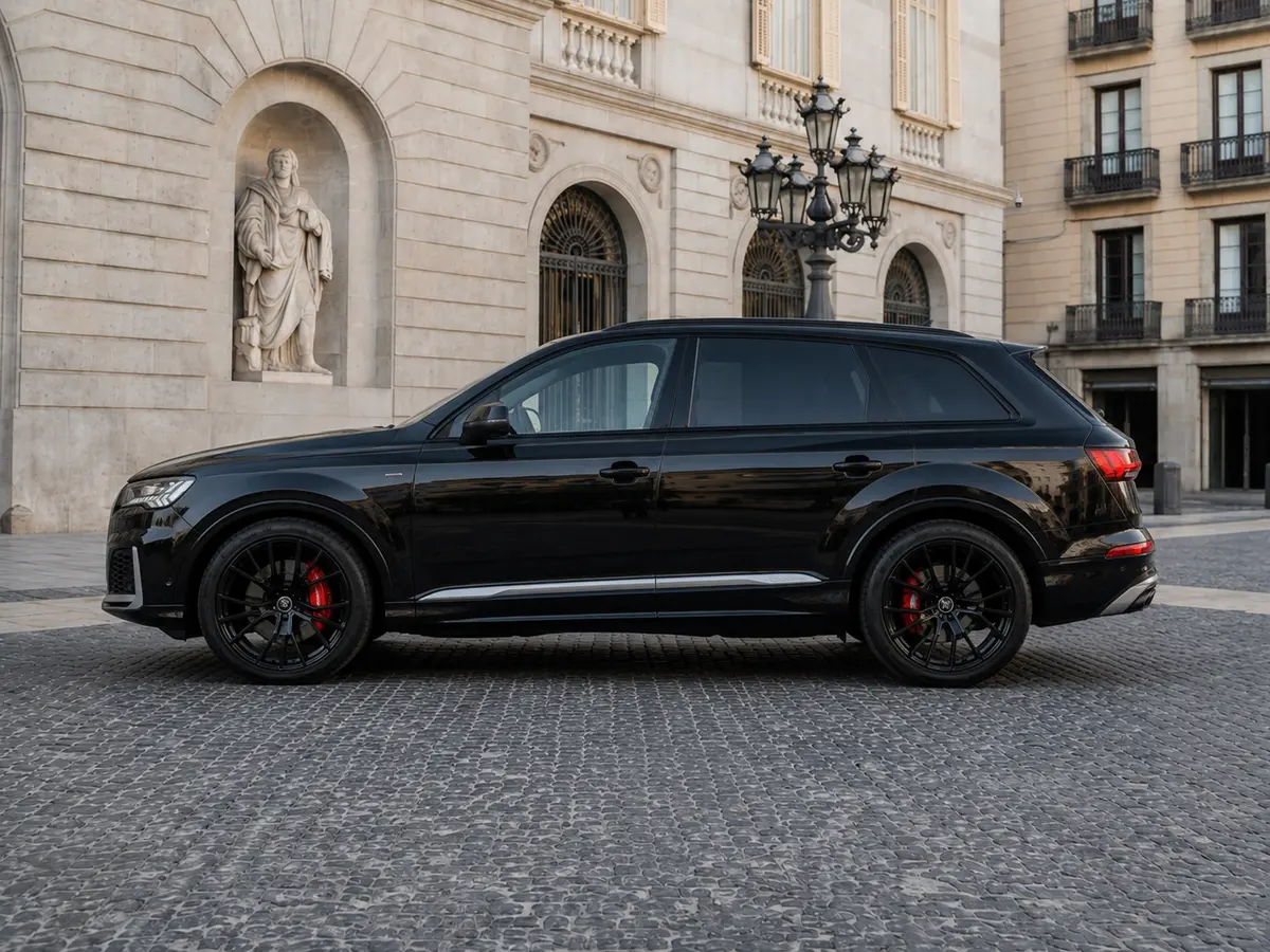Audi SQ7 7seater 2023, exterior — Rome Luxury Car Rental, Rome. The Audi SQ7 pairs 530 hp with seven seats, a rare combination in this segment and one…
