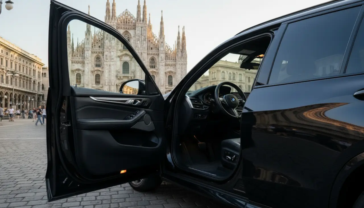 BMW X5 4.0i M 2025, interior — Rome Luxury Car Rental, Roma. El BMW X5 4.0i M 2025 combina la altura de conducción y el espacio de un todoterreno con…