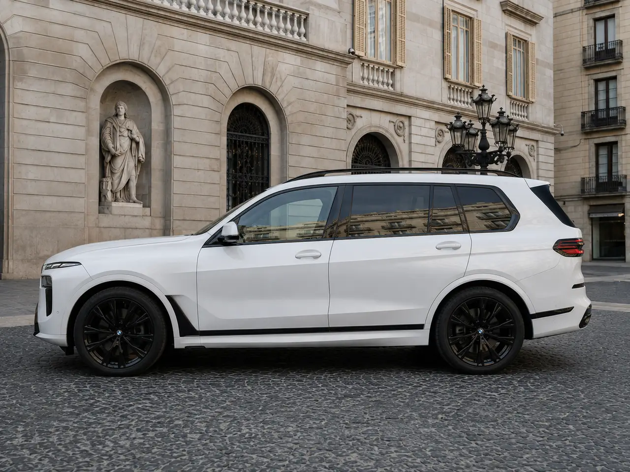 BMW X7 40d M 2024, exterior — Rome Luxury Car Rental, Rome. The 2024 BMW X7 40d M is a full-size SUV that earns its presence on the road without…