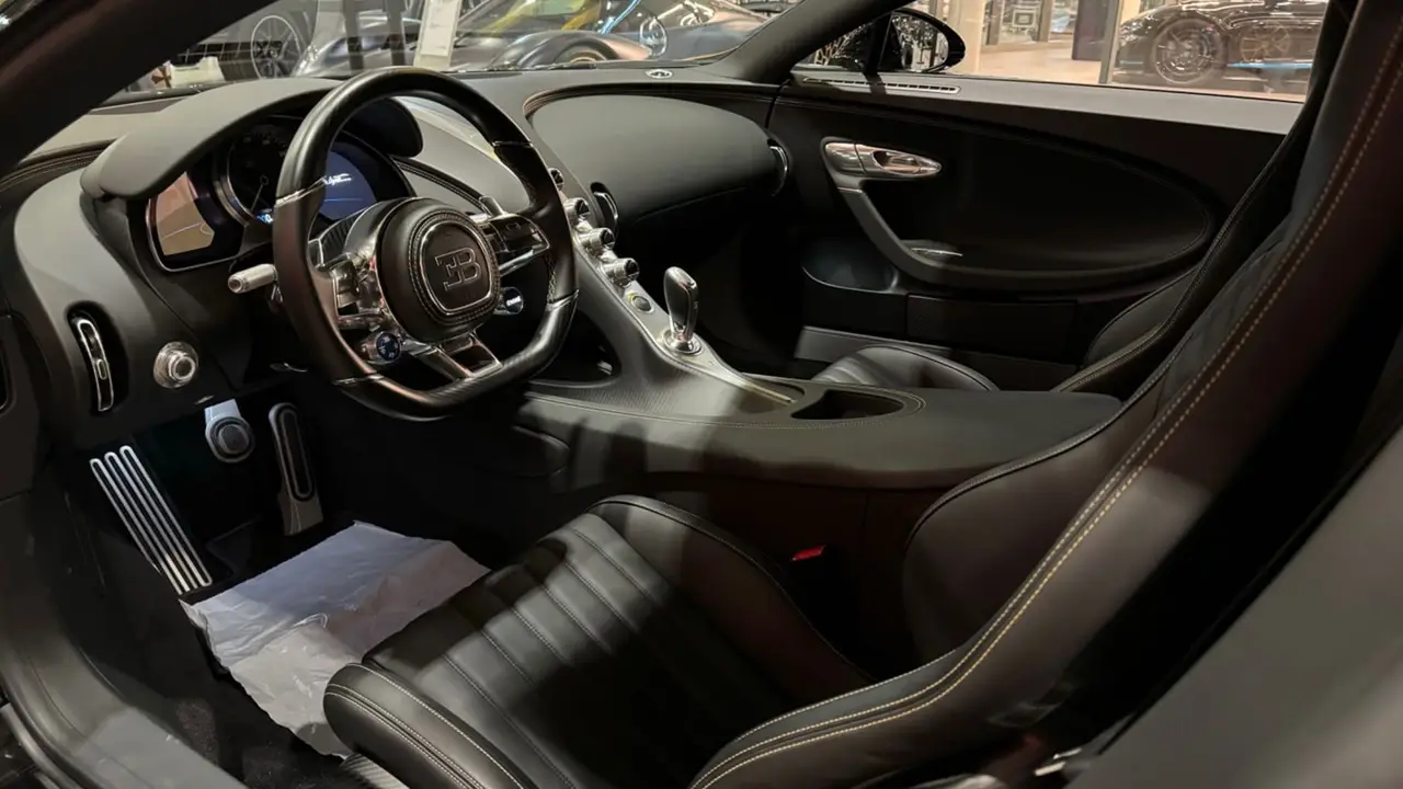 Bugatti Chiron 110 Ani 2019, interior — Rome Luxury Car Rental, Rome. Command the Autostrada to Naples in French Hypercar Grandeur