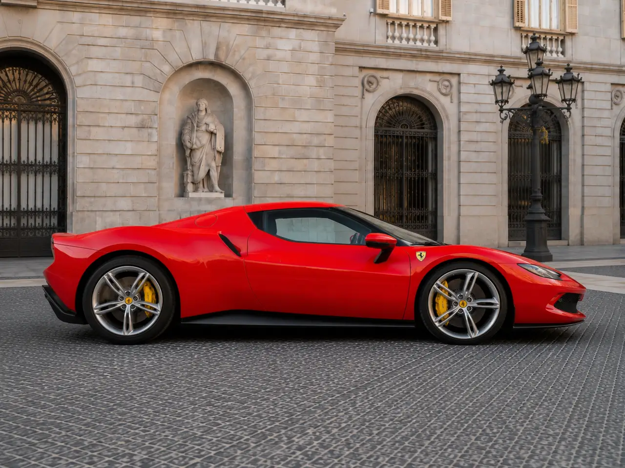 Ferrari 296 GTB 2023, вид сзади — Rome Luxury Car Rental, Рим. Ferrari 296 GTB — двухместный спорткар с гибридной силовой установкой, отдающей 830…