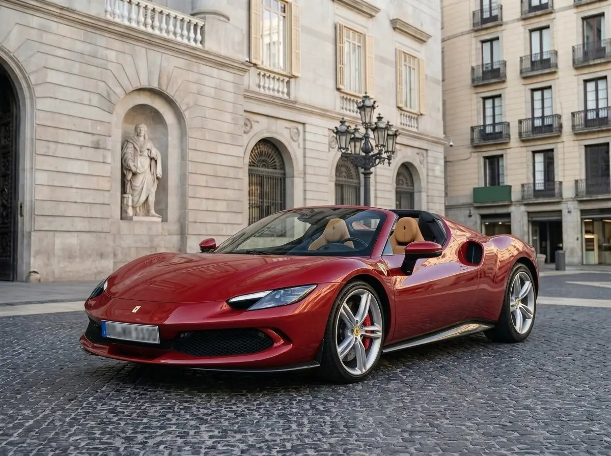 Ferrari 296 GTS Spider 2025 — Rome Luxury Car Rental, Roma. La Ferrari 296 GTS Spider abbina un propulsore V6 ibrido da 819 cavalli a una carrozzeria…
