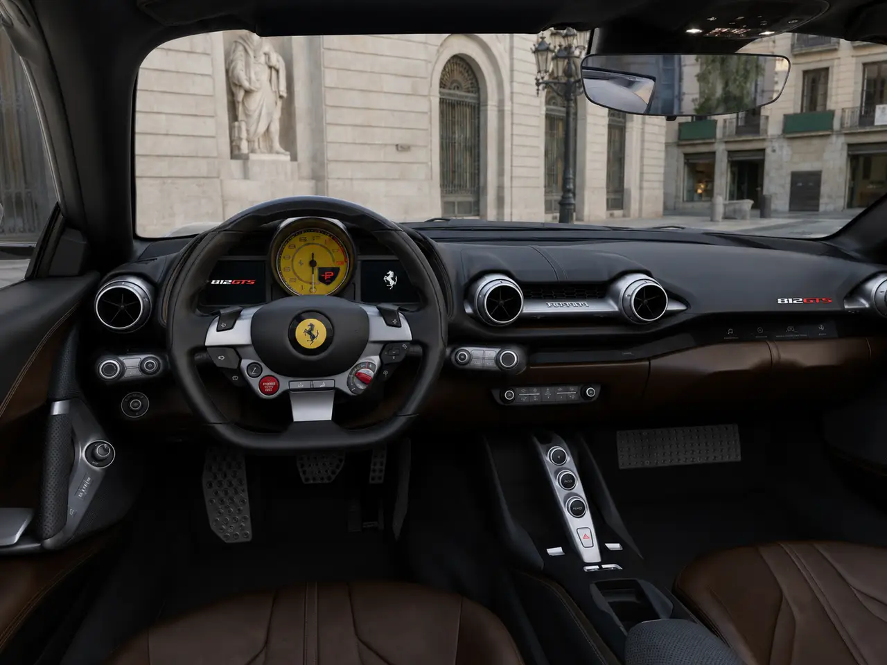 Ferrari 812 GTS 2024, interior — Rome Luxury Car Rental, Rome. The 2024 Ferrari 812 GTS delivers 789 hp in a body style built for open-top driving, with…