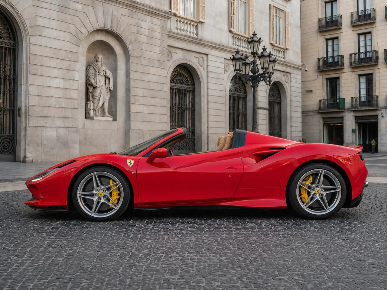 Ferrari F8 Tributo Spider Red 2023, внешний вид — Rome Luxury Car Rental, Рим. Ferrari F8 Tributo Spider в красном кузове — это заряженный V8 на 720 л.с., рассчитанный…