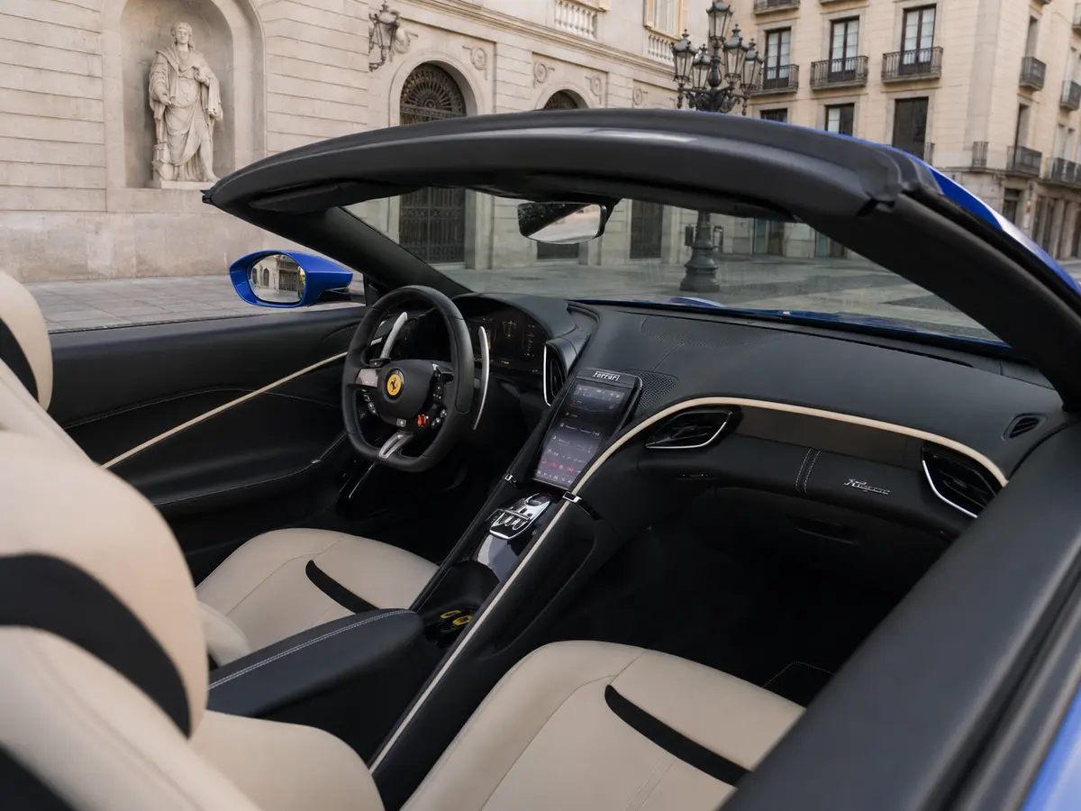 Ferrari Roma 2025, interni — Rome Luxury Car Rental, Roma. La Ferrari Roma 2025 è una coupé sportiva a 4 posti da 620 cavalli, pensata per chi cerca…