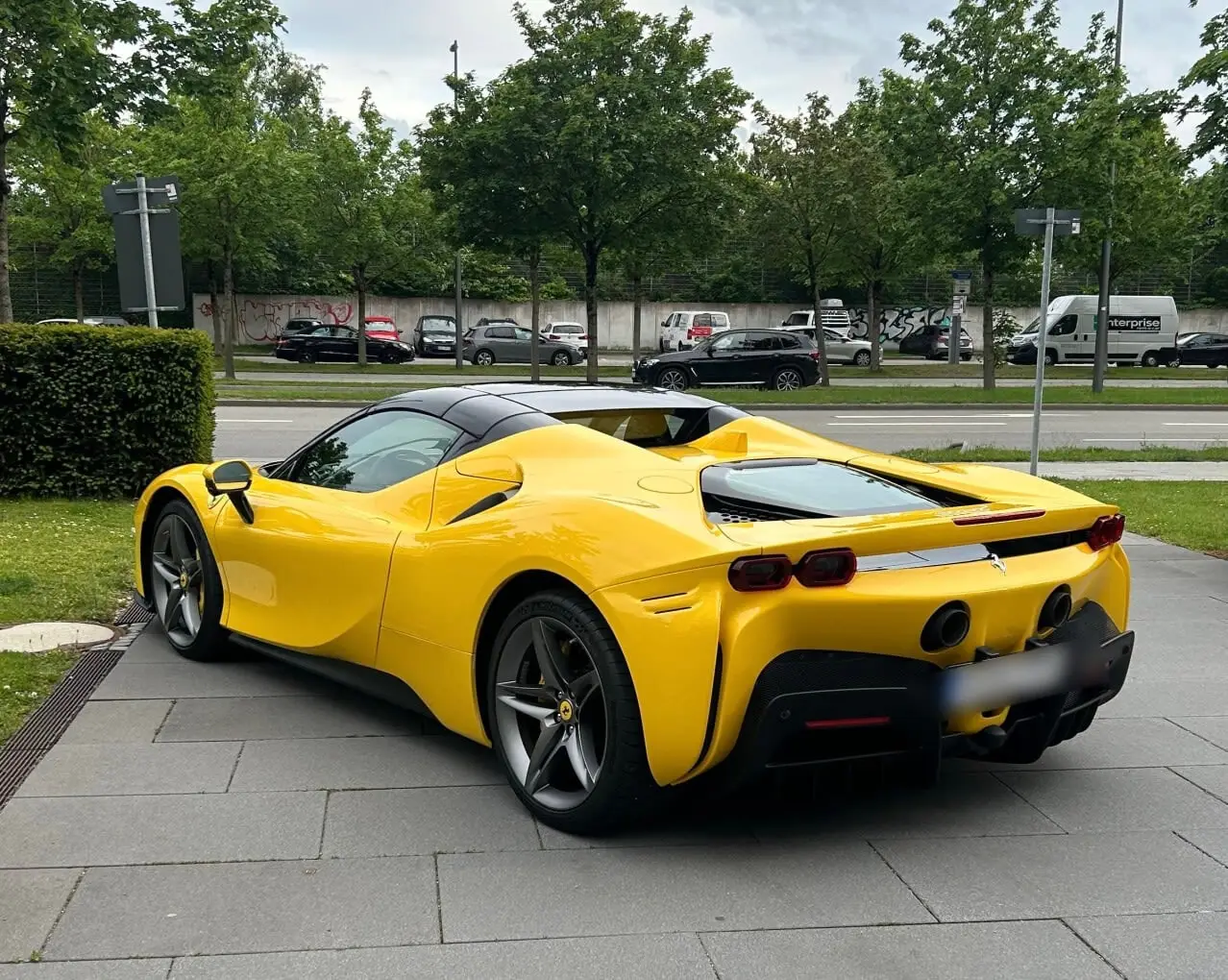 Ferrari SF90 Spider 2024, front view — Rome Luxury Car Rental, Rome. 986 horsepower on the road to Tivoli