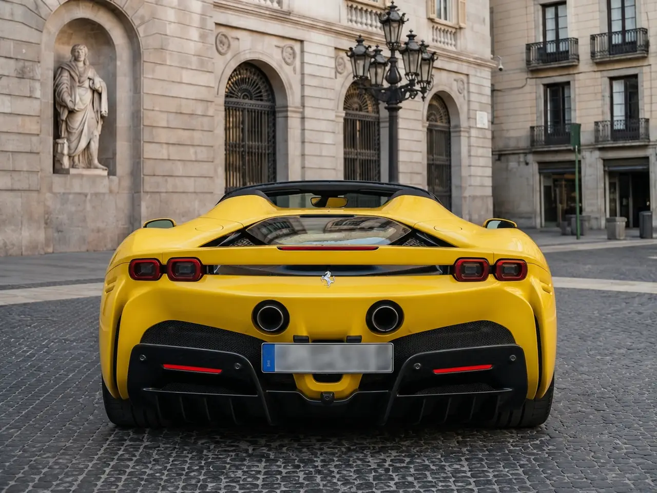 Ferrari SF90 Spider 2024, rear view — Rome Luxury Car Rental, Rome. The 2024 Ferrari SF90 Spider is the most powerful road-going Ferrari you can rent in Rome…
