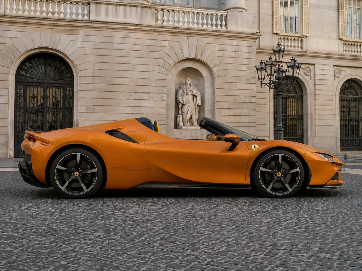 Ferrari SF90 Spider Tailor Made 2025, vista frontale — Rome Luxury Car Rental, Roma. La Ferrari SF90 Spider Tailor Made è una due posti da 986 CV, una configurazione ibrida…