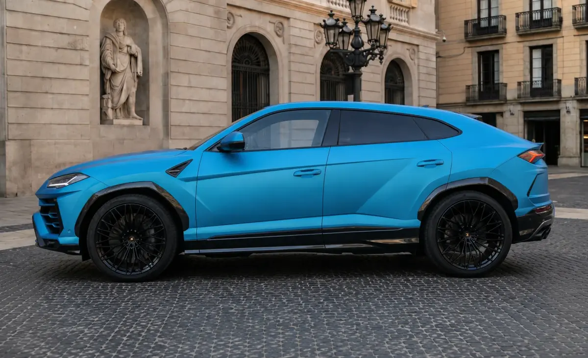 Lamborghini Urus SE 2025, profilo laterale — Rome Luxury Car Rental, Roma. Il Lamborghini Urus SE porta la logica del V12 in un corpo da SUV: 800 CV distribuiti con…