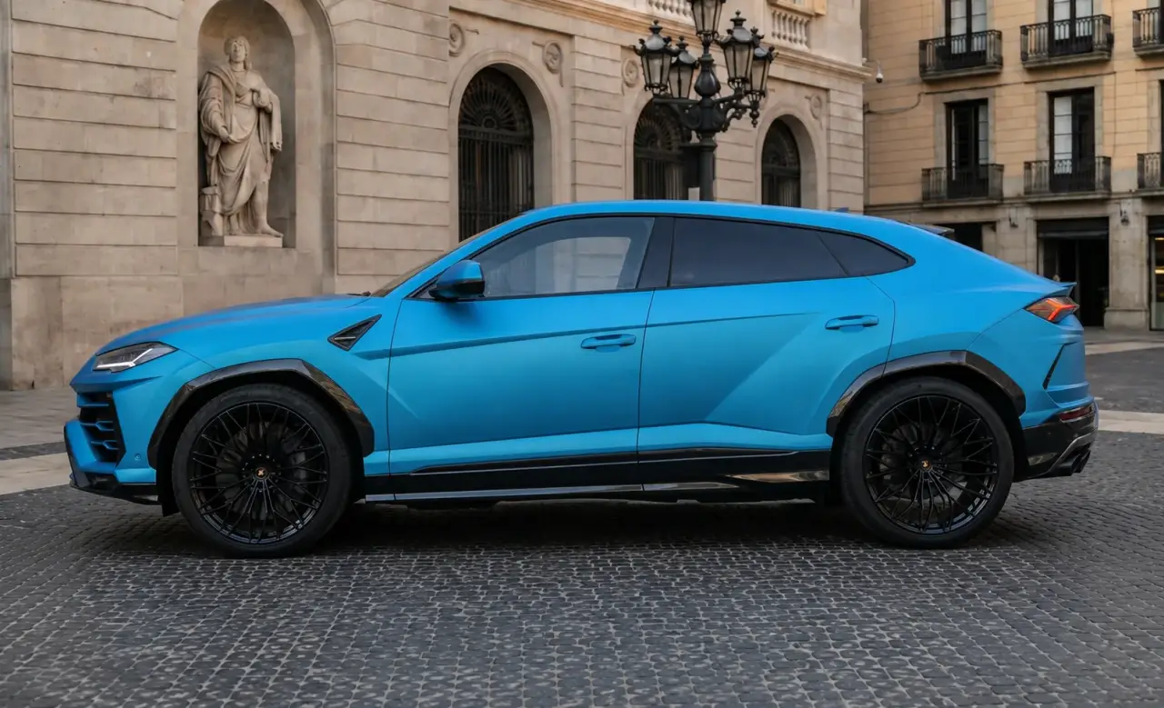 Lamborghini Urus SE 2025, profilo laterale — Rome Luxury Car Rental, Roma. Il Lamborghini Urus SE porta la logica del V12 in un corpo da SUV: 800 CV distribuiti con…