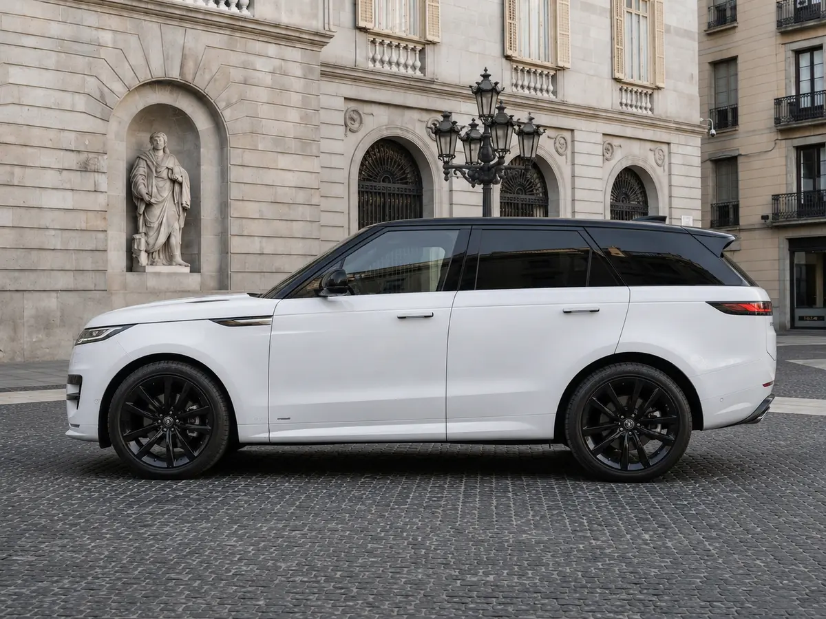 Land Rover Range Rover Sport 2025, exterior — Rome Luxury Car Rental, Rome. The 2025 Range Rover Sport pairs 400 hp with a cabin built for five, making it a…