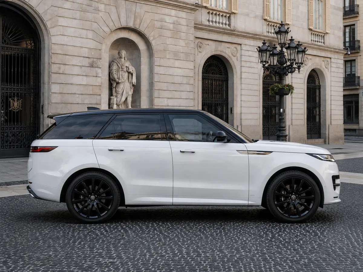 Land Rover Range Rover Sport 2025, front view — Rome Luxury Car Rental, Rome. The 2025 Range Rover Sport pairs 400 hp with a cabin built for five, making it a…