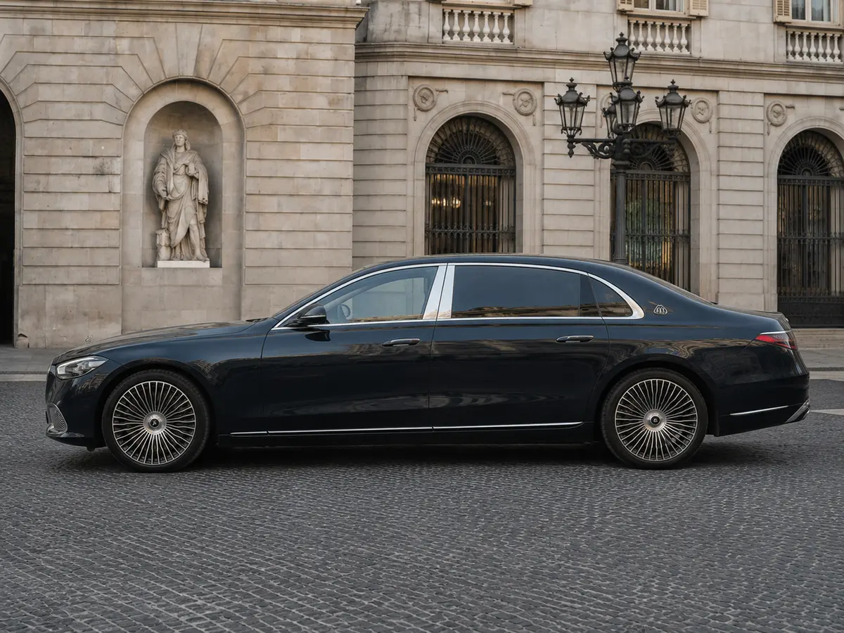 Maybach S580 2023, exterior — Rome Luxury Car Rental, Rome. The 2023 Maybach S580 is built for the rear seat as much as the driver's. With 503 hp…