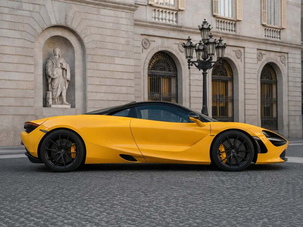 McLaren 720S Spider 2022, vista frontale — Rome Luxury Car Rental, Roma. Il McLaren 720S Spider del 2022 è una vettura biposto che affianca l'anima da pista a un…