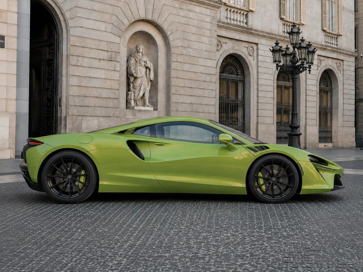McLaren Artura Spider 2024, вид спереди — Rome Luxury Car Rental, Рим. McLaren Artura Spider — не просто открытый суперкар, а инструмент для тех, кто ценит…