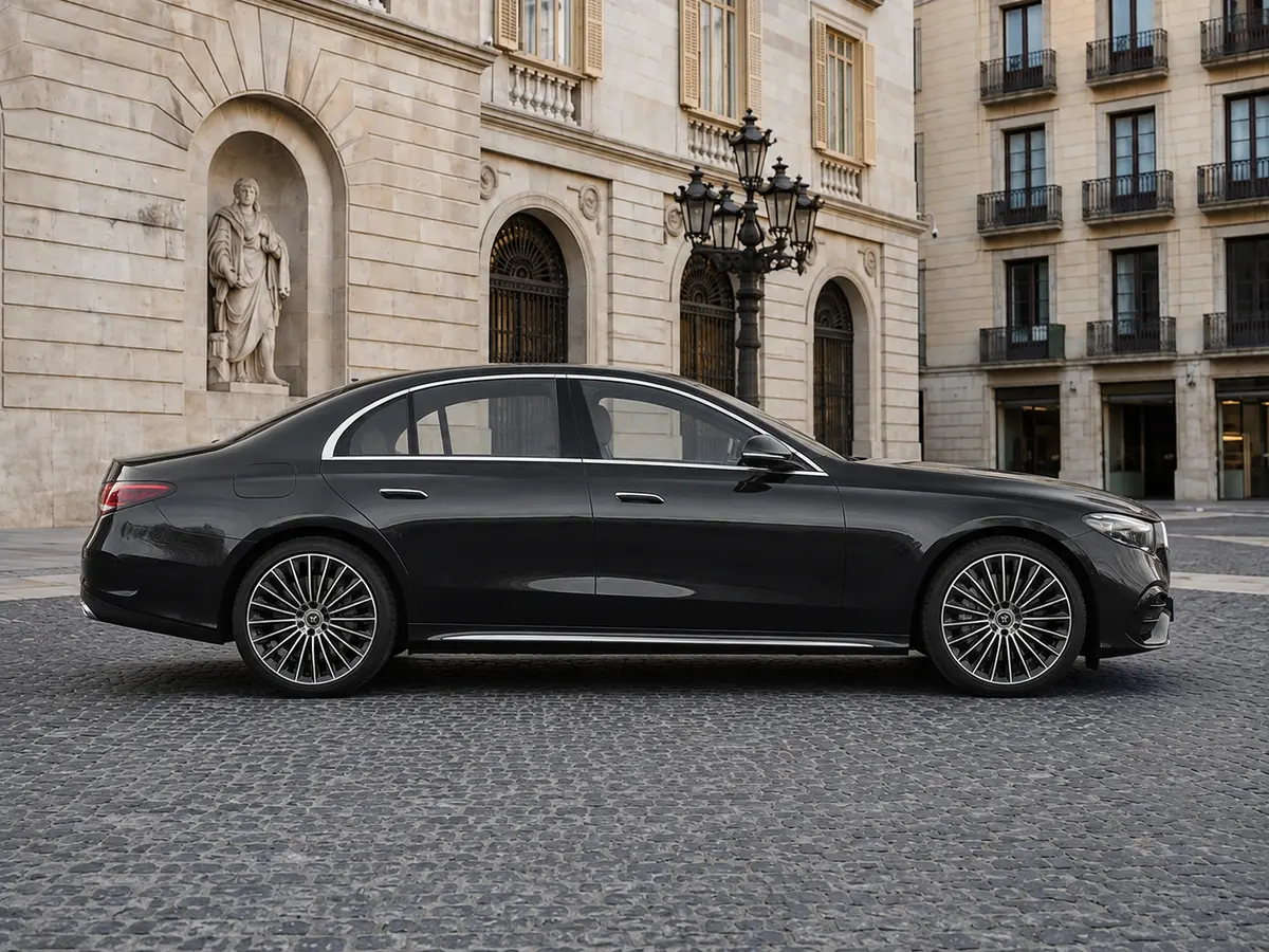Mercedes Benz E-klasse 220d Premium Plus 2026, vista frontale — Rome Luxury Car Rental, Roma. La Mercedes Benz E-Klasse 220d Premium Plus 2026 è la scelta di chi cerca in un'auto…