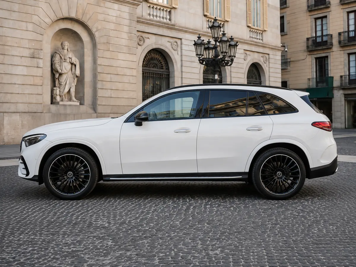 Mercedes Benz GLC 2025, esterno — Rome Luxury Car Rental, Roma. La Mercedes-Benz GLC 2025 è un SUV pensato per chi cerca comodità reale senza rinunciare…