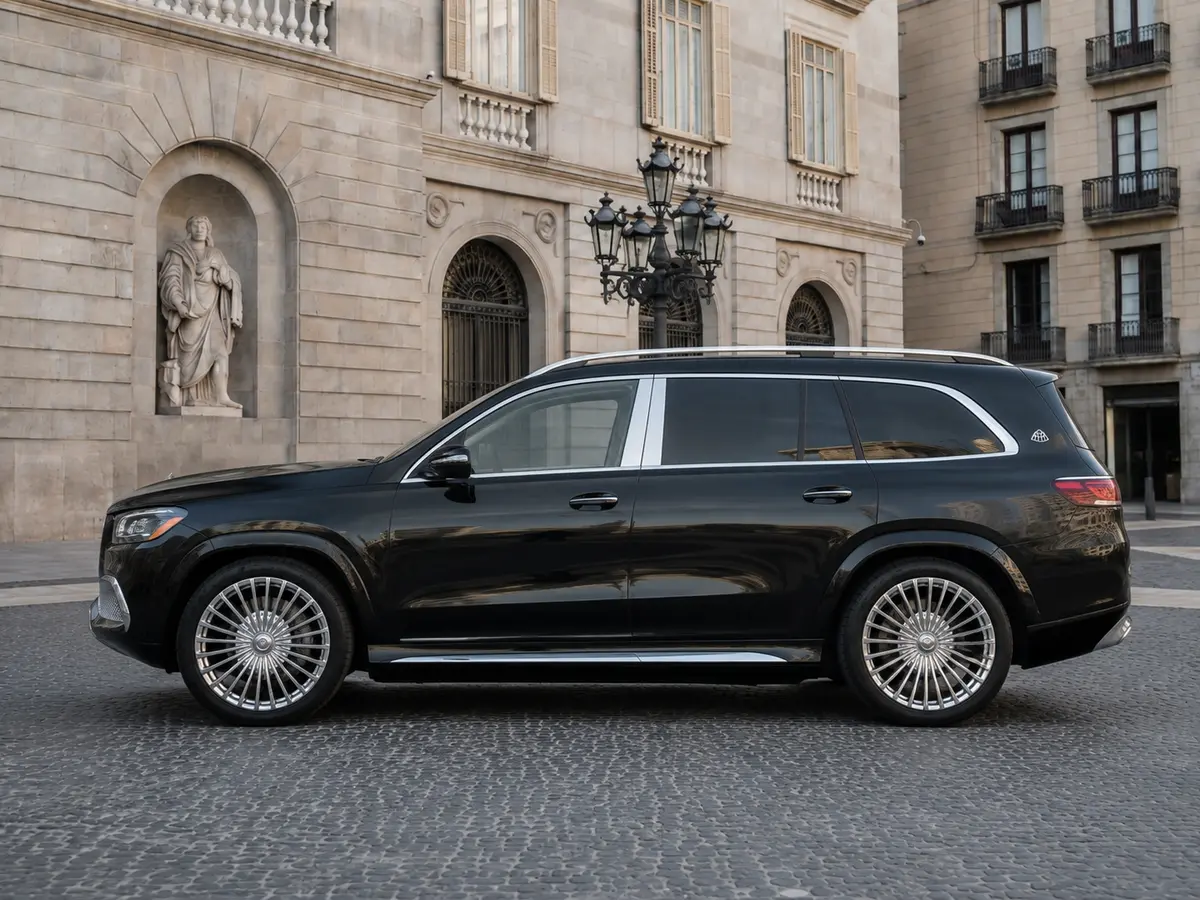 Mercedes Benz GLS Maybach 2022, esterno — Rome Luxury Car Rental, Roma. Il Mercedes-Benz GLS Maybach 2022 porta le proporzioni di un SUV di grande formato dentro…