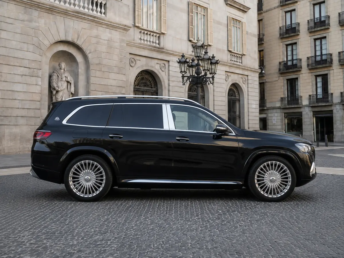 Mercedes Benz GLS Maybach 2022, vista frontale — Rome Luxury Car Rental, Roma. Il Mercedes-Benz GLS Maybach 2022 porta le proporzioni di un SUV di grande formato dentro…