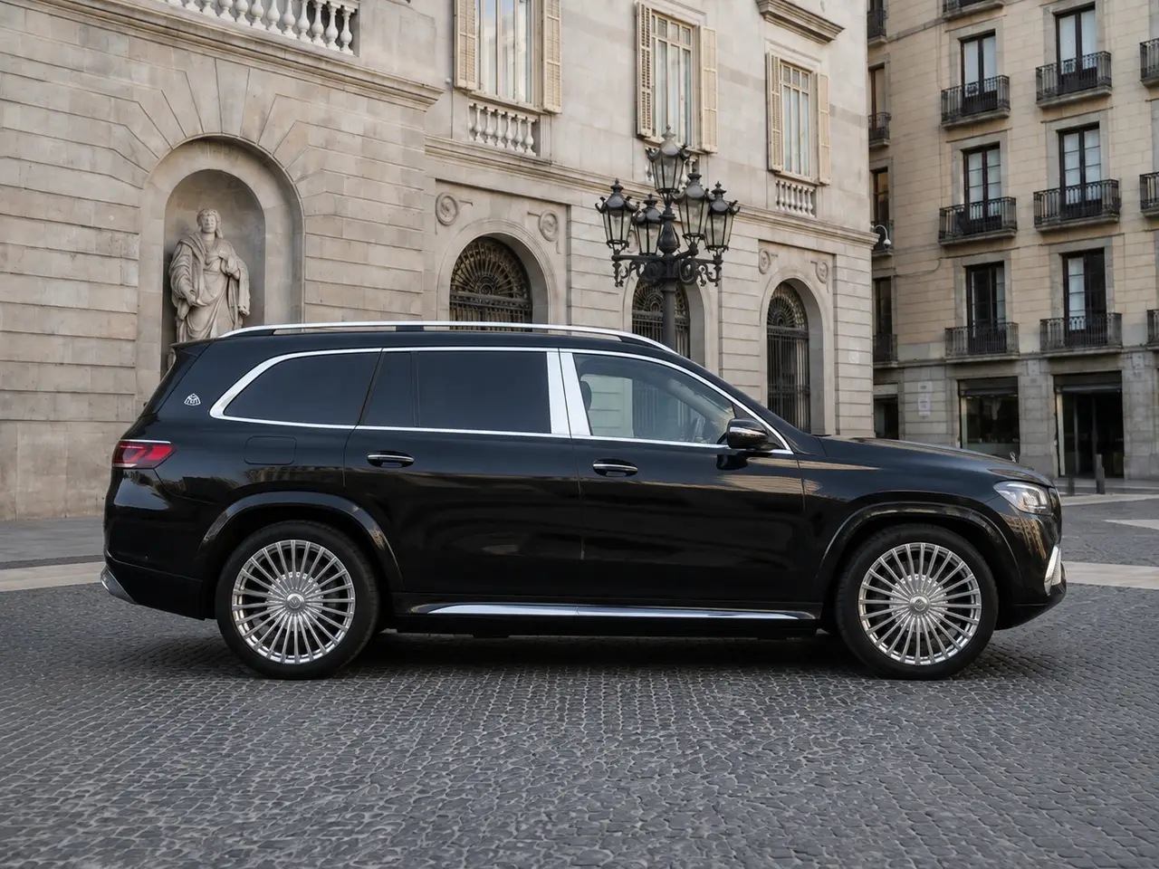 Mercedes Benz GLS Maybach 2022, vista frontale — Rome Luxury Car Rental, Roma. Il Mercedes-Benz GLS Maybach 2022 porta le proporzioni di un SUV di grande formato dentro…