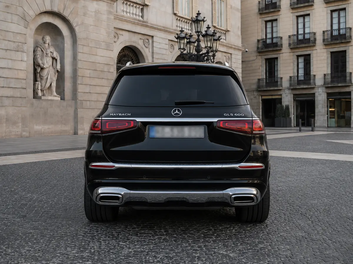 Mercedes Benz GLS Maybach 2022, vista posteriore — Rome Luxury Car Rental, Roma. Il Mercedes-Benz GLS Maybach 2022 porta le proporzioni di un SUV di grande formato dentro…