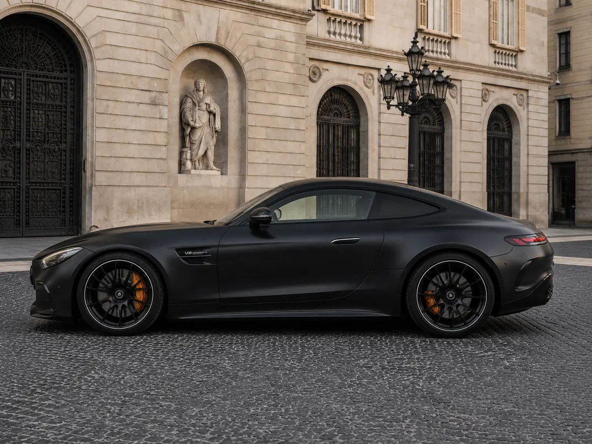 Mercedes Benz GT63 AMG Coupe 2024, esterno — Rome Luxury Car Rental, Roma. La Mercedes-Benz GT63 AMG Coupé 2024 è una gran turismo a due posti pensata per chi cerca…