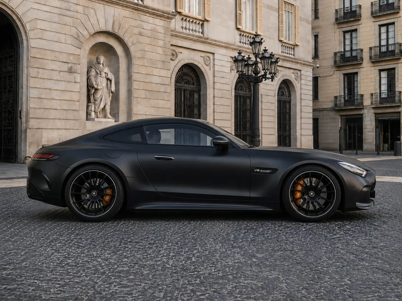Mercedes Benz GT63 AMG Coupe 2024, vista frontale — Rome Luxury Car Rental, Roma. La Mercedes-Benz GT63 AMG Coupé 2024 è una gran turismo a due posti pensata per chi cerca…