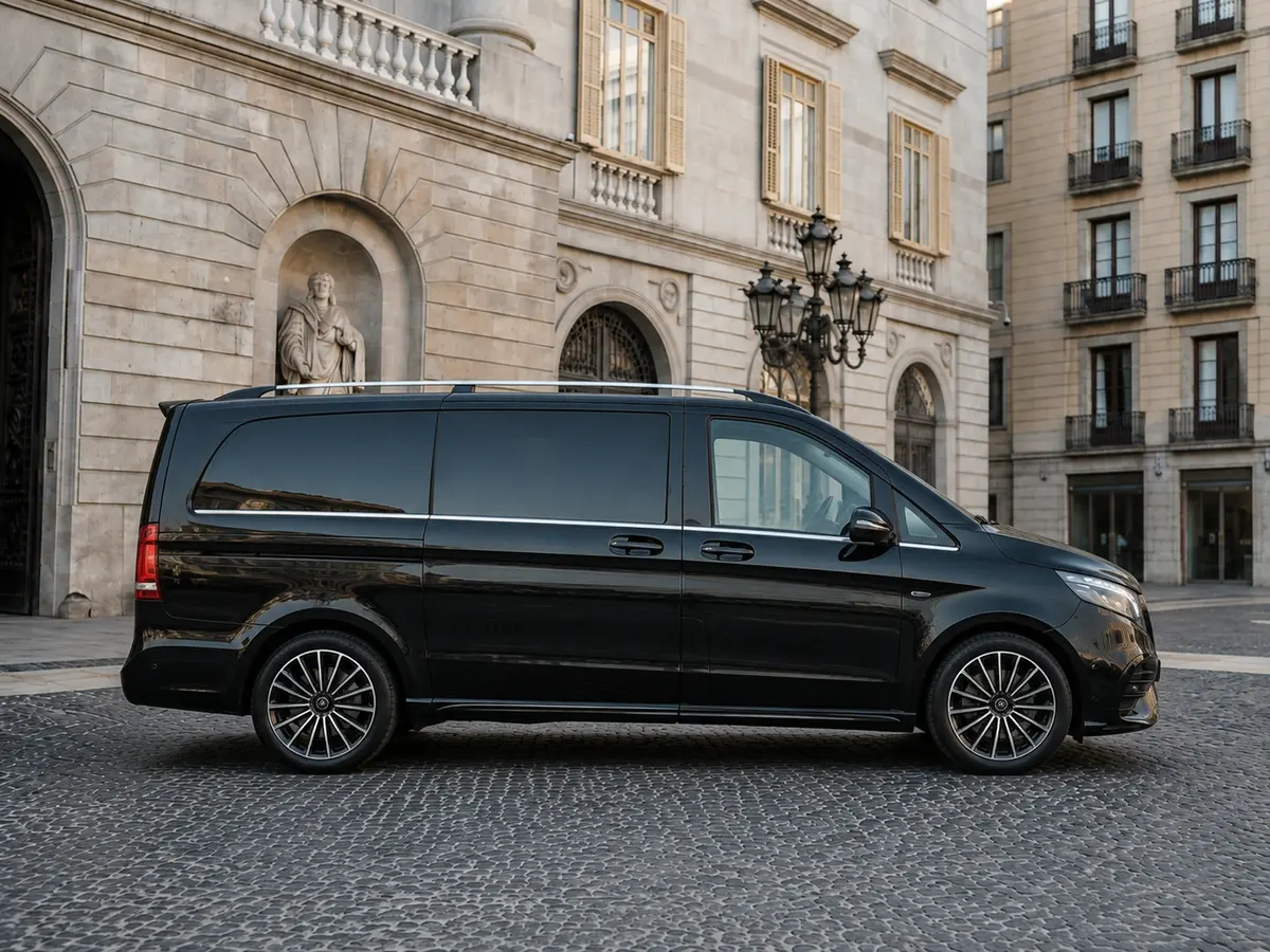 Mercedes Benz V300 4x4 XL VIP (Captain, 7 seat) 2025, vista frontale — Rome Luxury Car Rental, Roma. Il Mercedes Benz V300 4x4 XL VIP, versione Captain a 7 posti, è la risposta a chi deve…