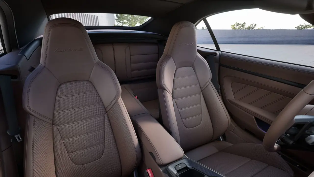Porsche 911 992 Carrera Turbo S Cabrio 2026, interior — Rome Luxury Car Rental, Rome. Open-top speed on the road to Tivoli