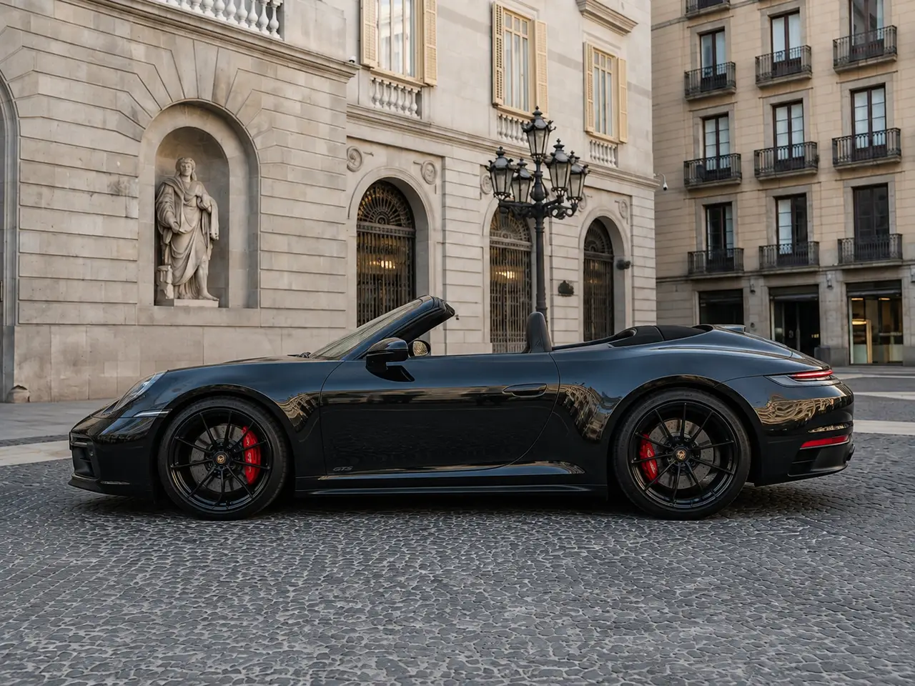 Porsche 992 Carrera 4 GTS Cabrio 2024, exterior — Rome Luxury Car Rental, Roma. El Porsche 992 Carrera 4 GTS Cabrio de 2024 reúne 480 CV con tracción integral, una…