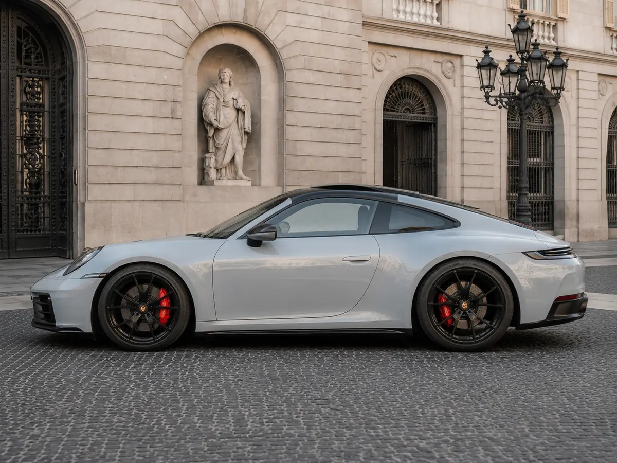 Porsche Carrera Spyder 992,2 GTS 2025, exterior — Rome Luxury Car Rental, Roma. El Porsche Carrera Spyder 992.2 GTS combina 541 CV con una carrocería descapotable de…