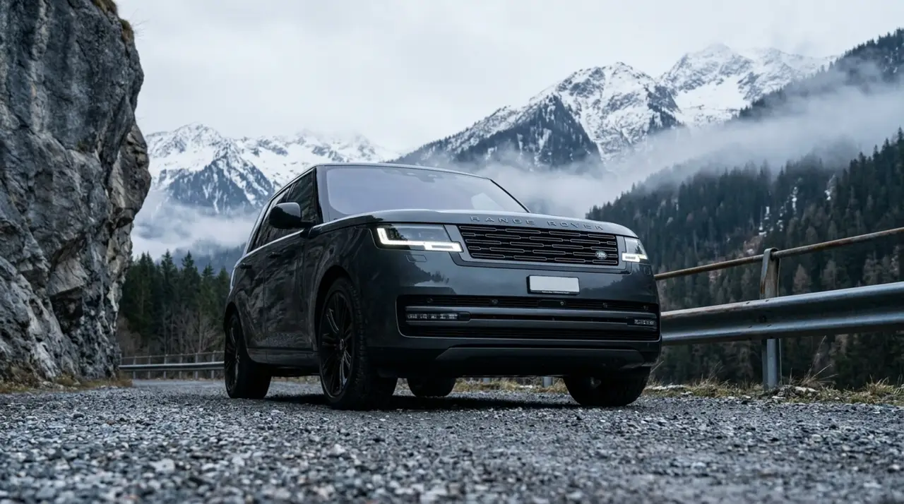 Rover Range Rover Autobiography P530 2026, vista posteriore — Rome Luxury Car Rental, Roma. Il Range Rover Autobiography P530 del 2026 porta in strada 530 cavalli distribuiti su una…