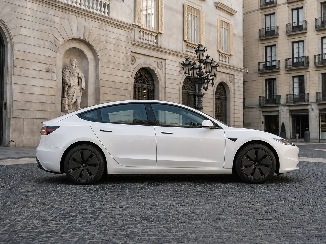 Tesla Model 3 Performance 2026, вид спереди — Rome Luxury Car Rental, Рим. Tesla Model 3 Performance 2026 года — самый динамичный серийный седан бренда: 510…
