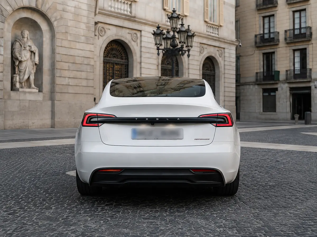 Tesla Model 3 Performance 2026, вид сзади — Rome Luxury Car Rental, Рим. Tesla Model 3 Performance 2026 года — самый динамичный серийный седан бренда: 510…